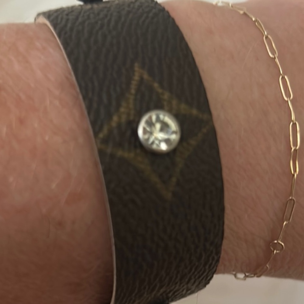 Brown Monogram Bracelet with Silver Accents